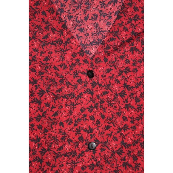 ASOS Urban Threads, Ditsy Floral V-Neck Long-Sleeve Swing Dress, Burgundy (18W) - Picture 12 of 15